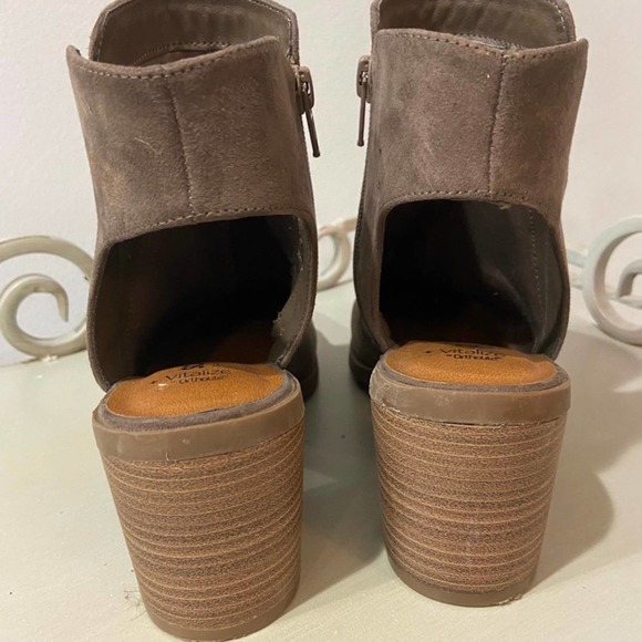 Cowboy Boot Woman's Open Heel suede Ankle Boot Bootie sz 9 - Picture 2 of 4